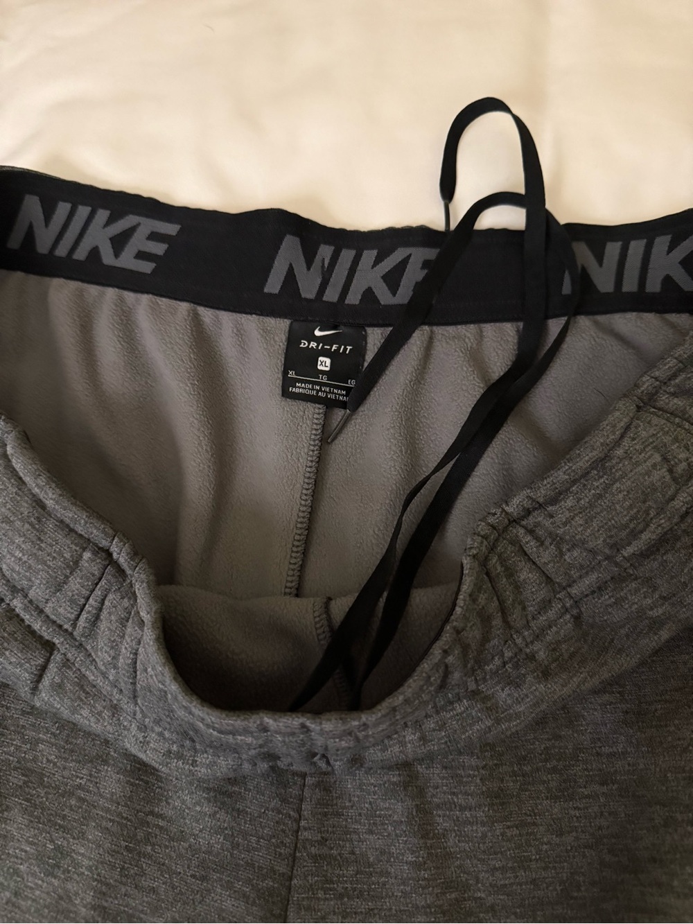 Men Nike Grey Dri-FIT Athletic Shorts with Black Waistband
